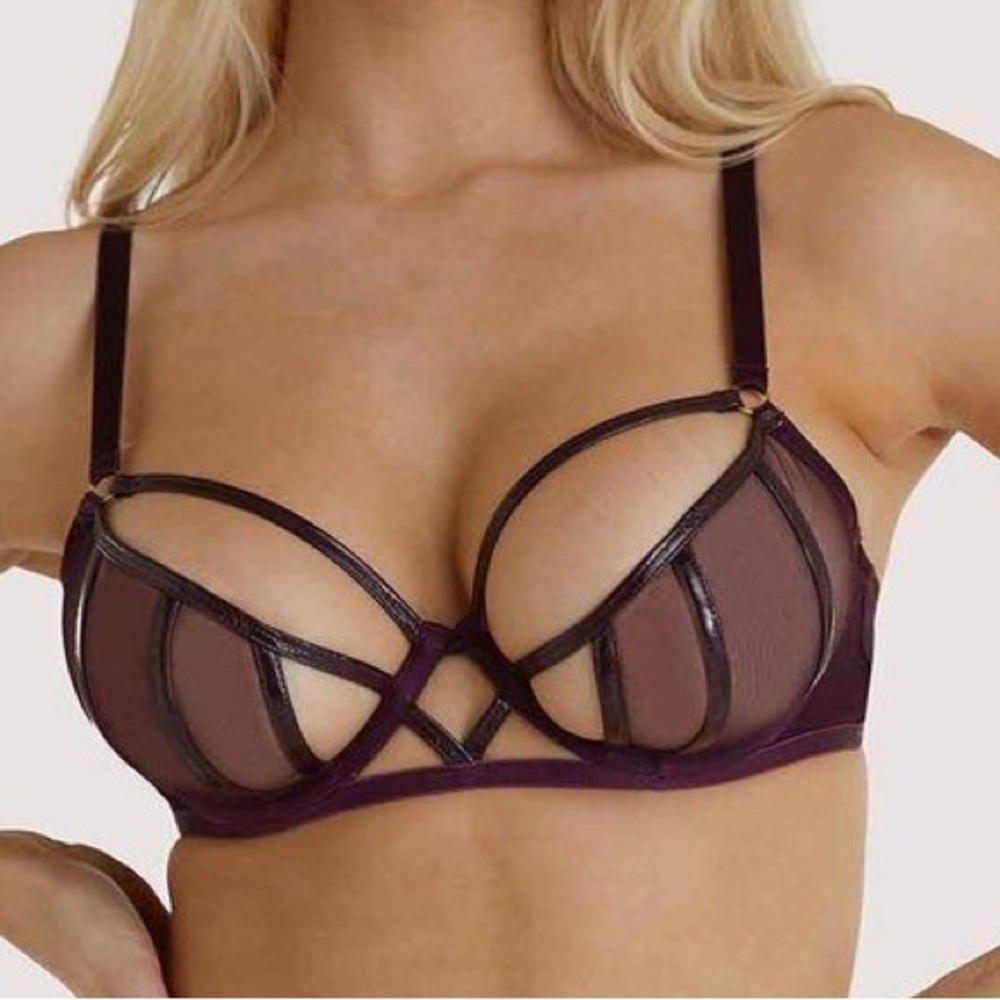 NWOT Hustler Kelly PVC Wine Sheer Bra